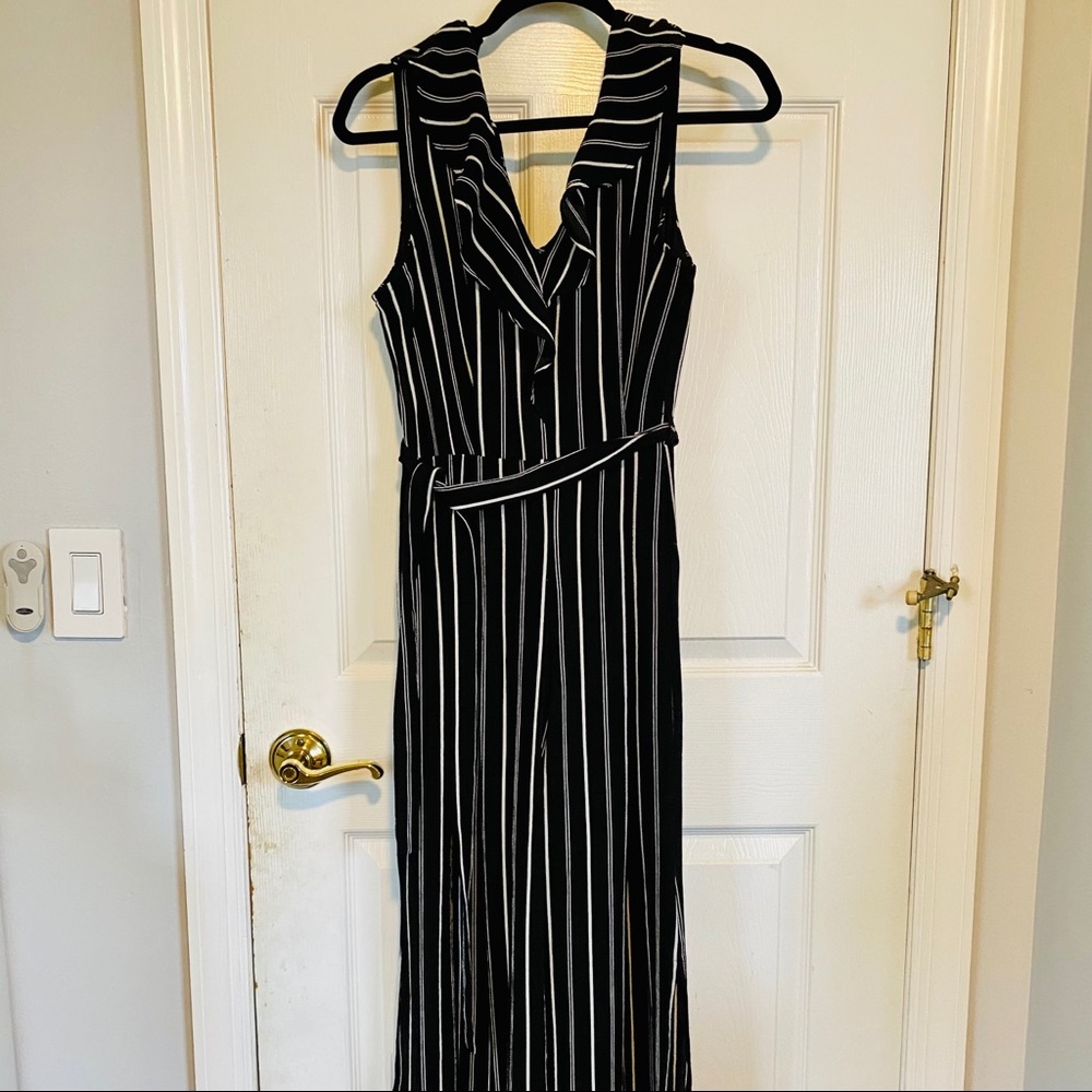 Black and white striped jumpsuit